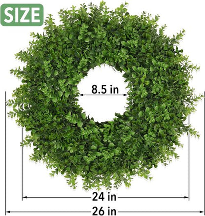 Boxwoods Wreath by [Brand Name] - 26 Inch Artificial Greenery for All Seasons | Indoor/Outdoor Home Decor