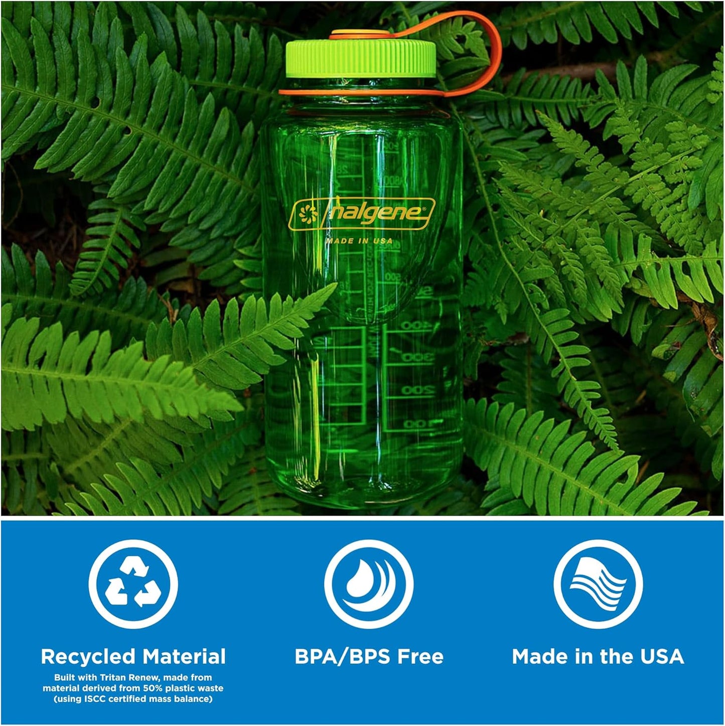 Nalgene 32 oz Wide Mouth Water Bottle - BPA-Free, Durable & Leak-Proof Design for Hiking, Gym & Travel