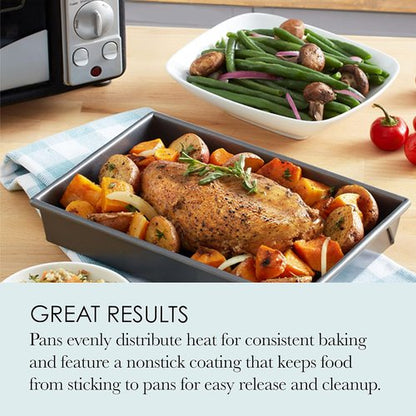 Chicago Metallic Non-Stick Toaster Oven Set - 4-Piece Baking Essentials for Perfect Meals