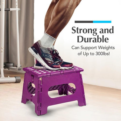 Handy Laundry Folding Step Stool - Lightweight & Sturdy for Adults and Kids - Easy One Flip Open - Purple | 2-Pack