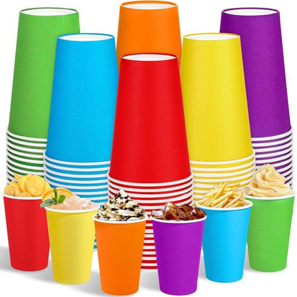 Kochorie 12 Ounce Disposable Rainbow Paper Cups - 100 Pack Colorful Party Drinking Cups | Perfect for Birthdays & Crafts