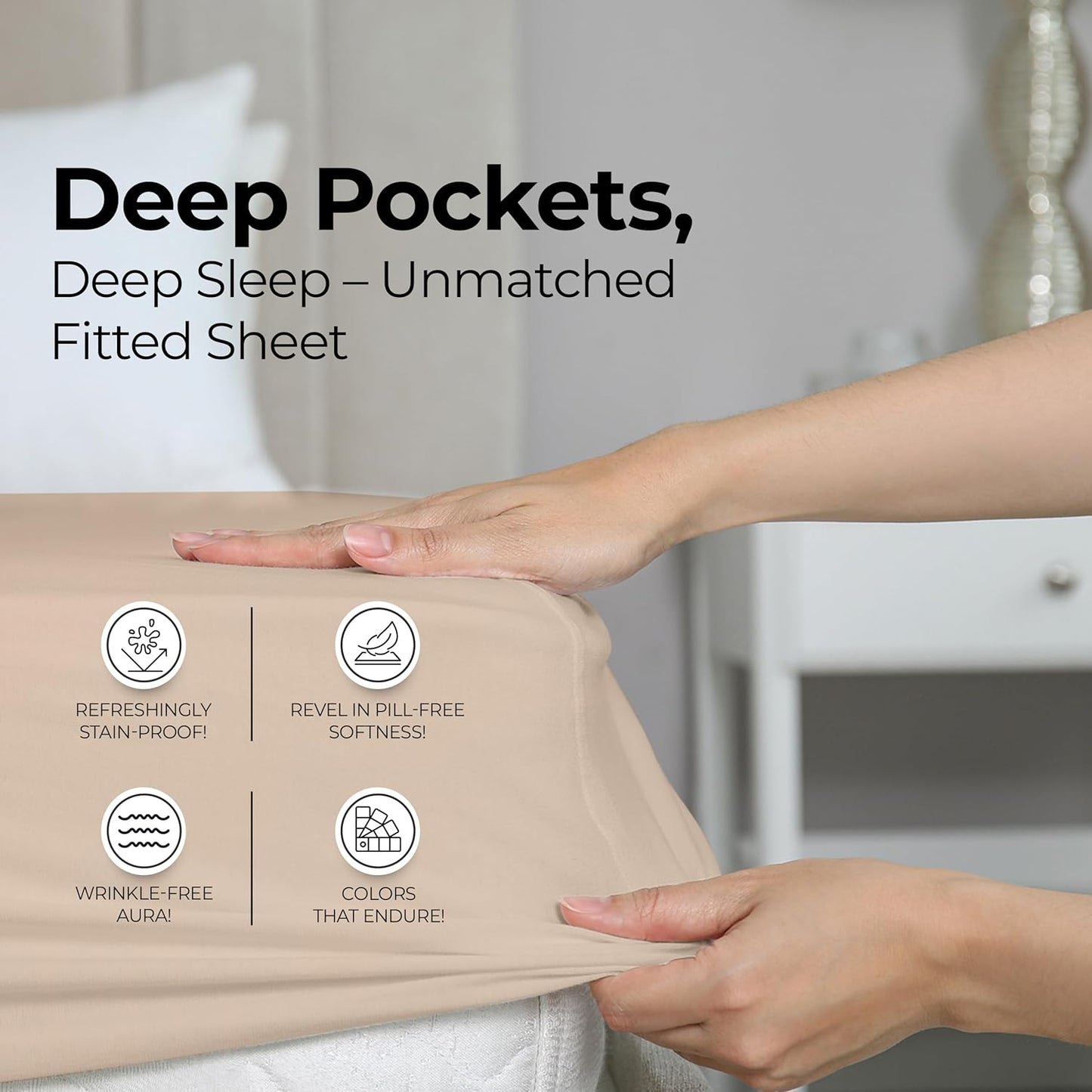 Utopia Bedding King Fitted Sheet - Soft Microfiber - Deep Pocket - Fade Resistant - Easy Care (Beige)