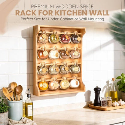 Byers Choice TX Pine Wooden Spice Rack Organizer - Antique Kitchen Spice Jar Holder | Wall-Mount or Cabinet Use