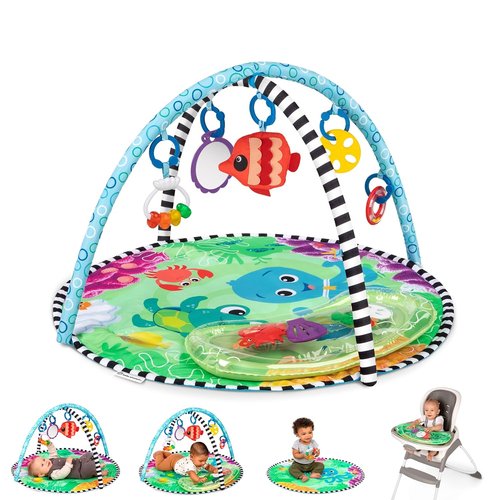 Baby Einstein 2-in-1 Water Mat - Portable Tummy Time Activity Play Gym for Newborns & Up