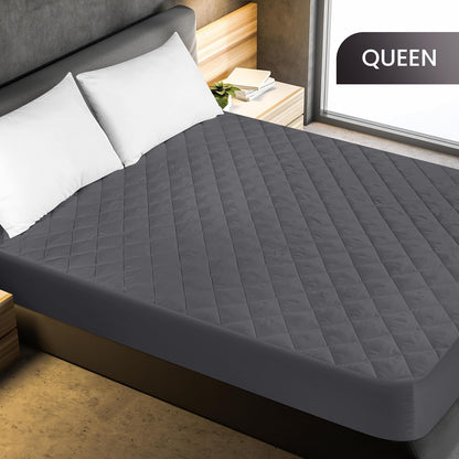 Utopia Bedding Quilted Fitted Mattress Pad - Queen Size, Elastic Cover, Machine Washable, Grey | Pack of 2