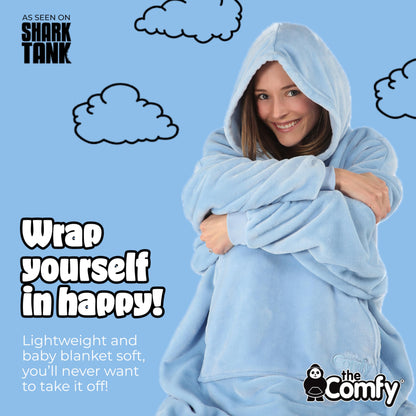 THE COMFY Dream | Lightweight Microfiber Fleece Wearable Blanket, Oversized Design with Hood from Shark Tank, Soft Oversized Pocket Blanket, Warm and Cozy Gifts