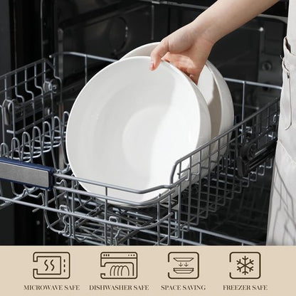 MALACASA Extra Large Serving Bowls Set of 2 - 114 OZ (10") White Porcelain Bowls for Salad, Soup & Pasta