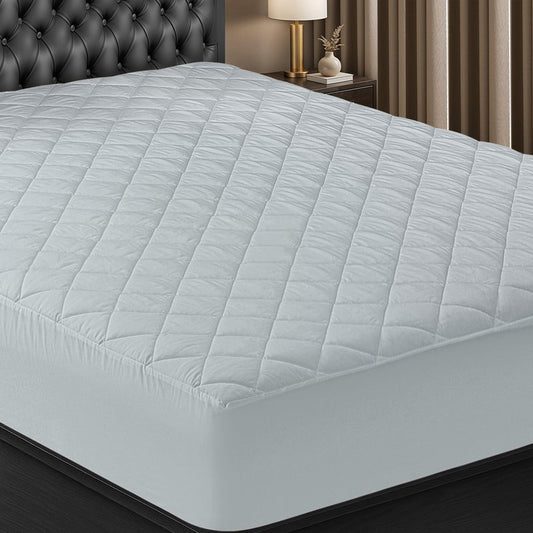 Utopia Bedding Quilted Fitted Mattress Pad, Twin Size, Elastic Fitted Mattress Topper Protector and Cover with Deep Pocket Stretches up to 16 Inches, Machine Washable (Light Grey)
