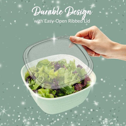 Bentgo Prep - Reusable 1-Compartment Meal Prep Bowls with Custom Fit Lids - 10 Bowls & Lids, Sage Leaf Glitter