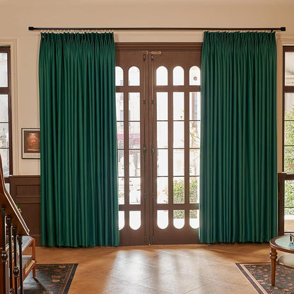 Hunter Green Pinch Pleated Blackout Curtains 52x63 in - Thermal Insulated Panel, Single 1 Pack (Variation: Green 52"W x 63"L)