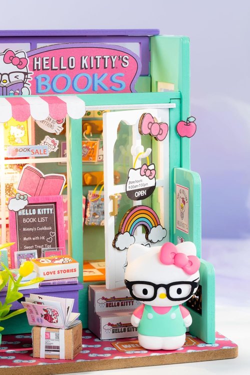 Hands Craft Hello Kitty Miniature Bookstore - Adorable DIY Dollhouse Kit for Creative Adults