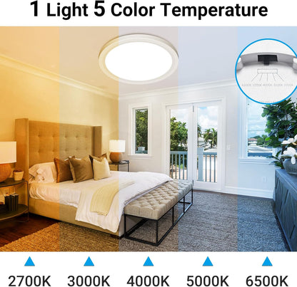 Skiennix 19 Inch LED Flush Mount Ceiling Light - Night Light Feature | 36W 3960LM, Round White Fixture for Bedroom, Bathroom, Kitchen