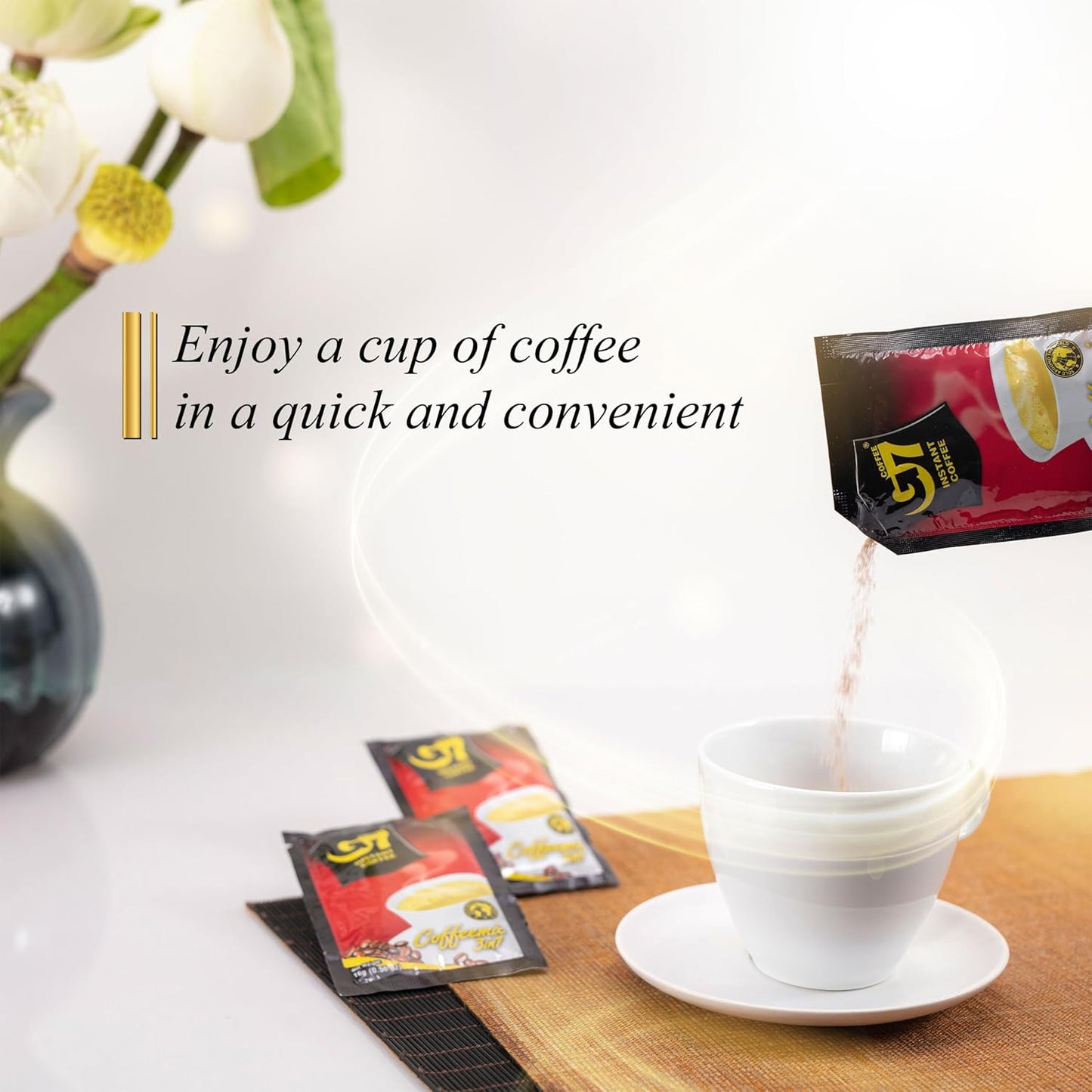 Trung Nguyen G7 Instant Coffee - 3-in-1 Vietnamese Blend with Creamer & Sugar | 50 Sachets