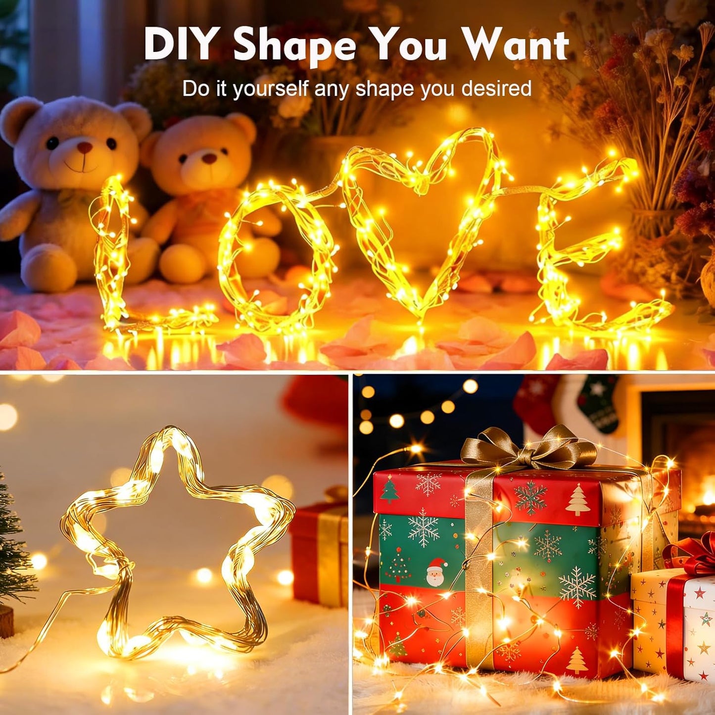 Skiennix Fairy String Lights - 16ft 50 LED Copper Twinkle Lights with Remote & Timer | Waterproof for Indoor & Outdoor Decor