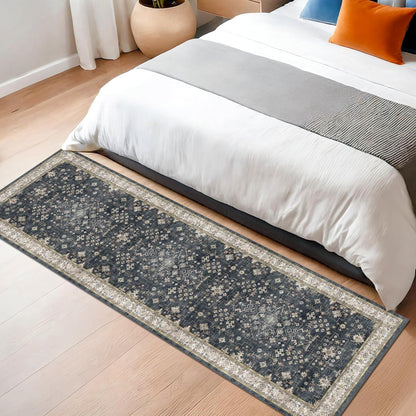 Skiennix Black Boho Runner Rug - Washable, Non-Slip, Stain Resistant | 2x6 ft for Hallway, Kitchen, Bedroom