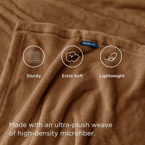 Bedsure GentleSoft Fleece Blanket - Cozy Orange Queen Size Microfiber Throw, 90x90 Inches