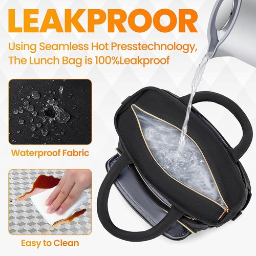Artelaris Insulated Lunch Bag - Leakproof Cooler for Work & Travel | Reusable Large Size (Black)