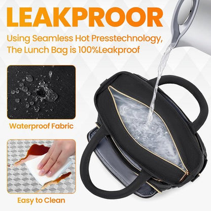 Artelaris Insulated Lunch Bag - Leakproof Cooler for Work & Travel | Reusable Large Size (Black)