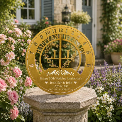 Personalized Metal Sundial - Custom Anniversary Garden Gift for Couples (Color 1)
