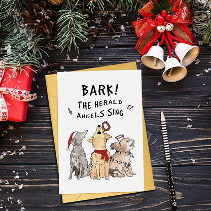 Funny Dog Christmas Card for Him & Her - Barking Dog Xmas Gift Idea, 20#