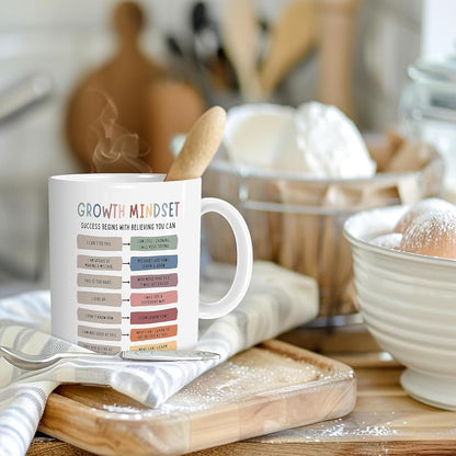Motivation Coffee Mug - Growth Mindset Gift Ceramic 11oz, F-white-mug