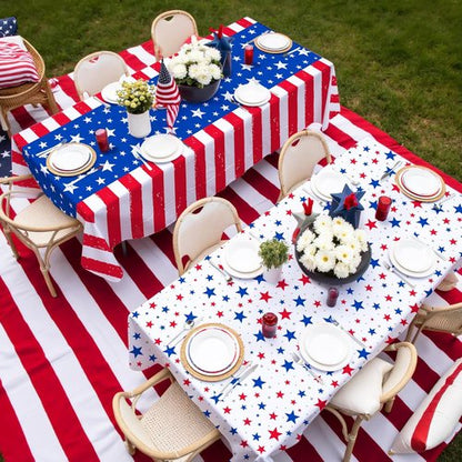 Gatherfun 4th of July Party Supplies Set - American Flag Theme Kit for Independence Day | 2 Disposable Tablecloths