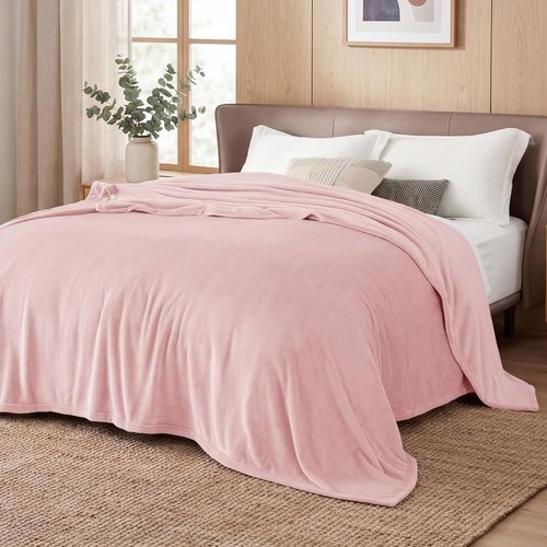Bedsure GentleSoft King Size Pink Fleece Blanket - Soft, Lightweight, Plush Microfiber, 108x90 Inches