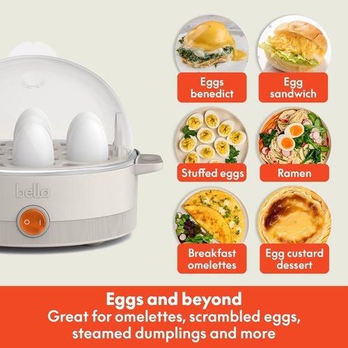 Bella Electric Egg Cooker - 7 Egg Capacity for Poached, Scrambled, Hard & Soft Boiled Eggs | Auto Shutoff, 360 Watt