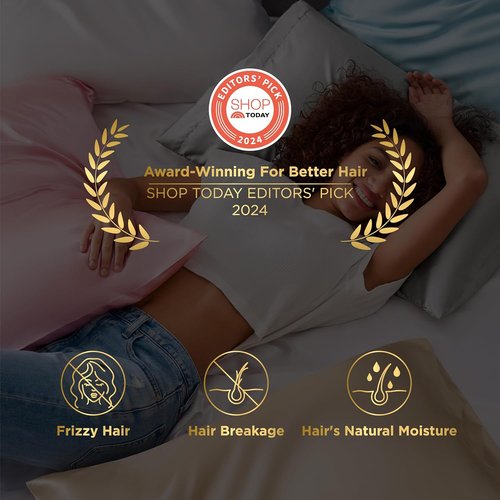 Bedsure Grey Satin Pillowcase - Queen Size Cooling Pillowcase with Zipper Closure