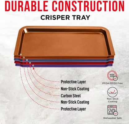 Bakken Swiss Air Fryer Tray - Extra-Large 9.5'' x 13'' Copper Basket for Crispy Baking | Dishwasher Safe