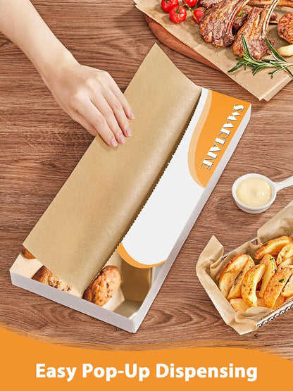 SMARTAKE Pop-Up Parchment Paper Sheets - 200 Pcs Non-Stick Baking Paper, 10.7x15 Inch, Unbleached