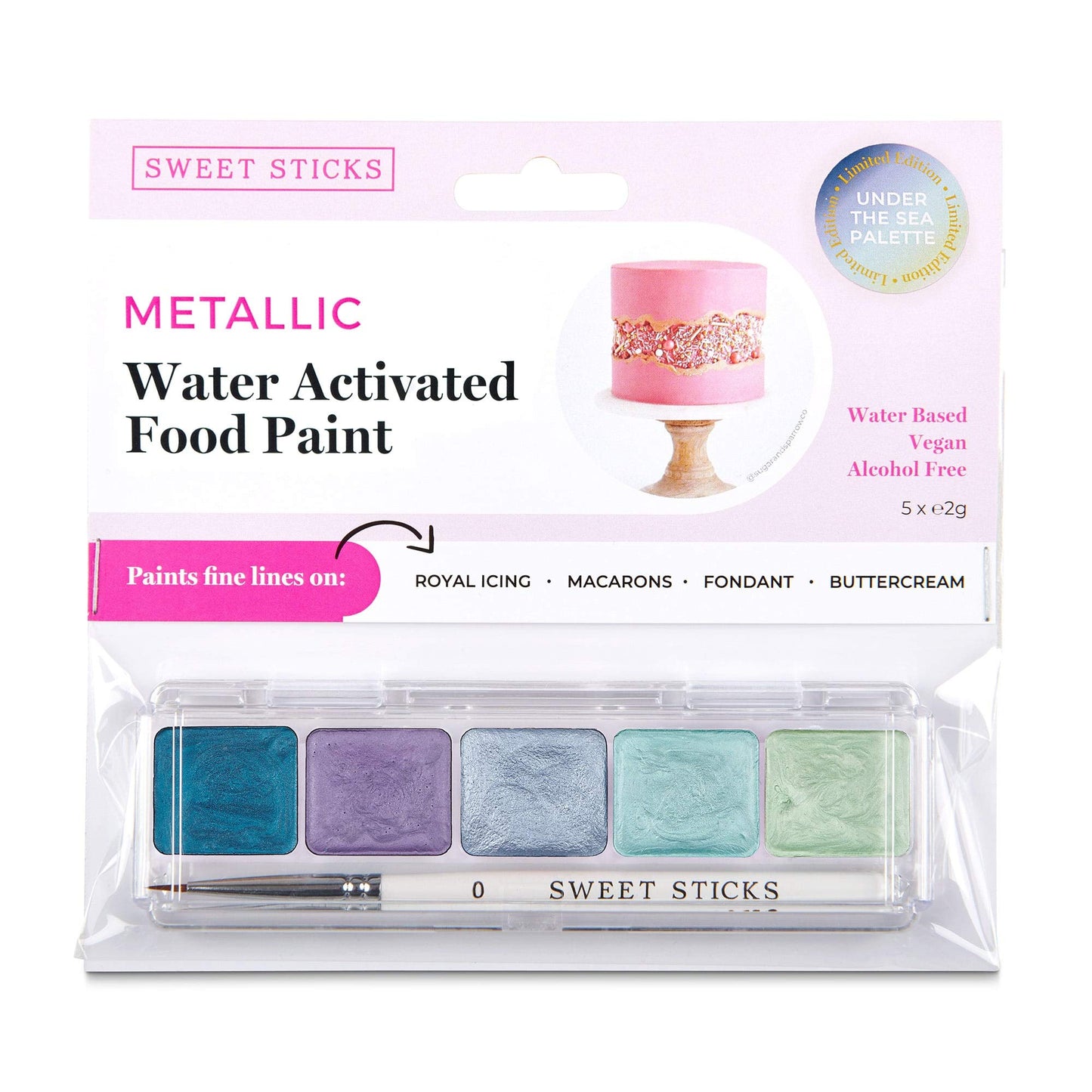 Sweet Sticks Edible Art Water-Activated Food Paint Mini Palette, Under the Sea