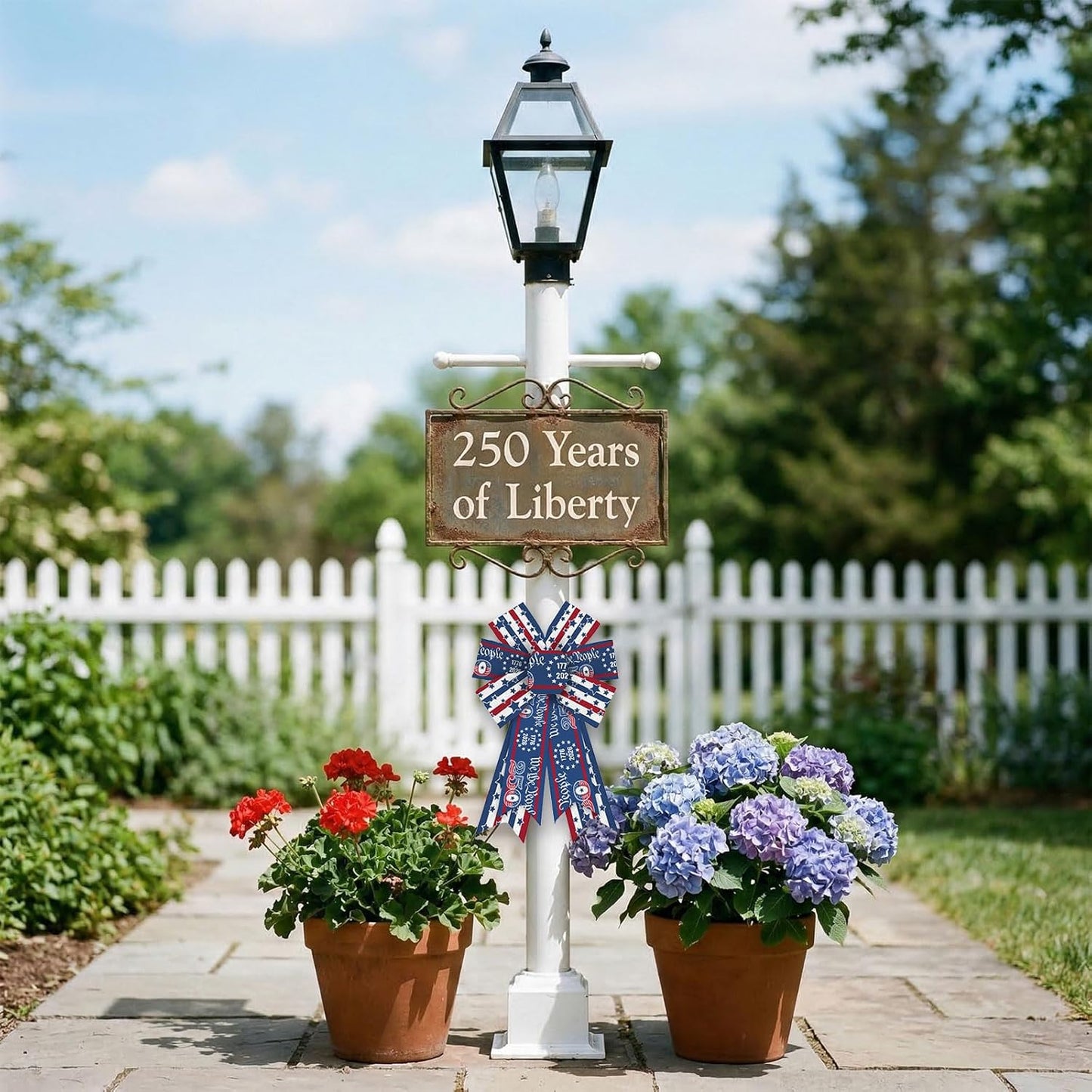 Threetols Patriotic Wreath Bows - 250th Anniversary Red, Blue & White Stripe | 2 Pack for Indoor/Outdoor Decor