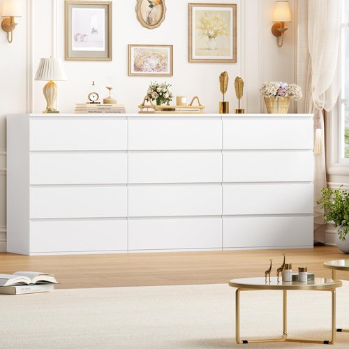 FOTOSOK White Dresser, 4 Drawer Dresser Small Chest of Drawers 23.6L x 15.7W x 31.5H in, Modern White Storage Cabinet with 4 Drawers for Home Office