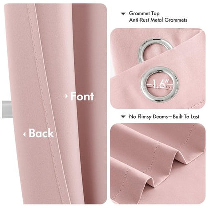 MIULEE Baby Pink Blackout Curtains - Bedroom Window Treatment Curtains Thermal Insulated Room Darkening Drapes for Living Room Kitchen Grommet Top Light Blocking Drapery, 40 x 54 Inches Long, 2 Panels