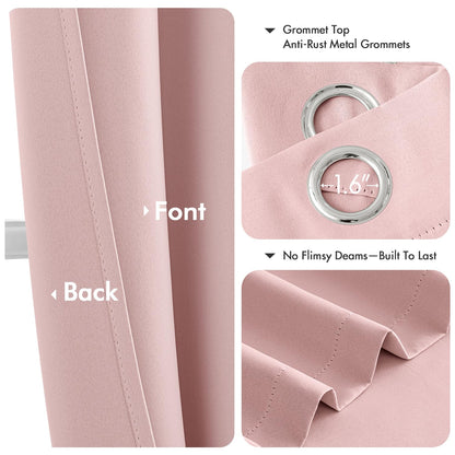 MIULEE Baby Pink Blackout Curtains for Girls Bedroom Living Room 86 Inches Long 2 Panels, Nursery Thermal Insulated Room Darkening Drapes Solid Grommet Top Noise Reducing Window Curtains 40x86 Inch