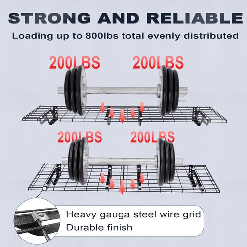Atlas Heavy-Duty Garage Wall Shelves - 2-Pack 2x6 Ft | 800lbs Capacity Metal Floating Racks