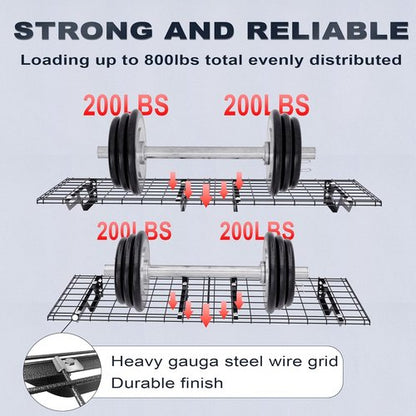 Atlas Heavy-Duty Garage Wall Shelves - 2-Pack 2x6 Ft | 800lbs Capacity Metal Floating Racks