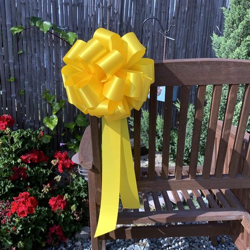 Big Decorative Yellow Pull Bows - 9" Wide, Set of 6 | Perfect for Parties, Weddings & Fundraisers