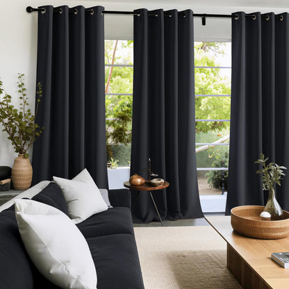 NICETOWN Blackout Curtains - Grommet Drapes for Total Darkness - 95 Inches Long, Black
