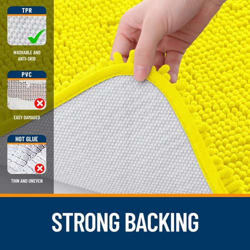 OLANLY Bathroom Rugs 36x24, Extra Soft Absorbent Chenille Bath Rugs, Rubber Backing Quick Dry, Machine Washable Bath Mats for Bathroom Floor, Tub and Shower, Home Decor Accessories, Lemon Yellow
