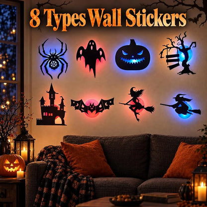 Halloween LED Wall Decor Lights 3D Bat Silhouettes – 24 Pcs Halloween Silhouette Set