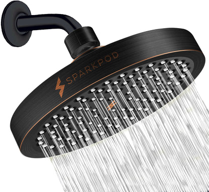 SparkPod Shower Head - High Pressure Rain - Premium Quality Luxury Design - Easy Clean Adjustable Replacement for Your Bathroom Shower Heads (Vintage Oil Rubbed Bronze, 6 Inch Round)