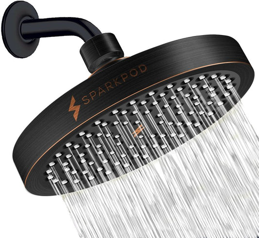 SparkPod Shower Head - High Pressure Rain - Premium Quality Luxury Design - Easy Clean Adjustable Replacement for Your Bathroom Shower Heads (Vintage Oil Rubbed Bronze, 6 Inch Round)
