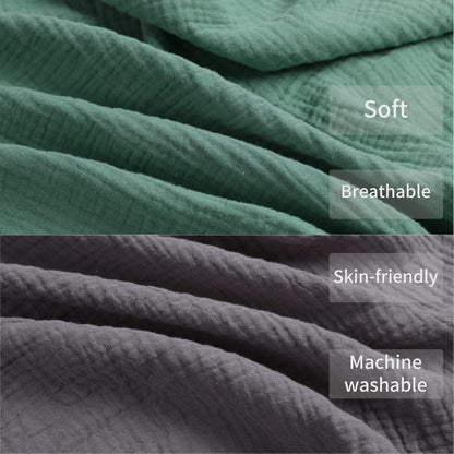 Onacosht Muslin Crib Sheets - Soft 100% Cotton Fitted Sheets for Standard Toddler Crib | 2-Pack in Grey & Green