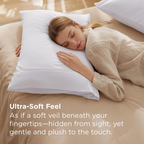 Bedsure Queen Pillow Cases - Super Soft White Brushed Microfiber, 2 Pack, 20x30 Inches, Wrinkle & Fade Resistant