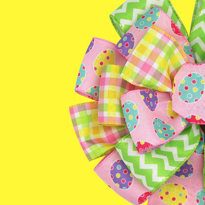 Montekin Large Easter Bows - 20x11 Inch Pre-Tied Wired Ribbon Bows for Wreaths & Tree Toppers | Yellow, 2 Pack