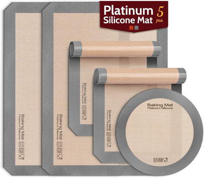 Sopito Silicone Baking Mat - Non-Stick, Food Safe & Reusable | 5-Piece Set for Half & Quarter Sheet Trays, Grey