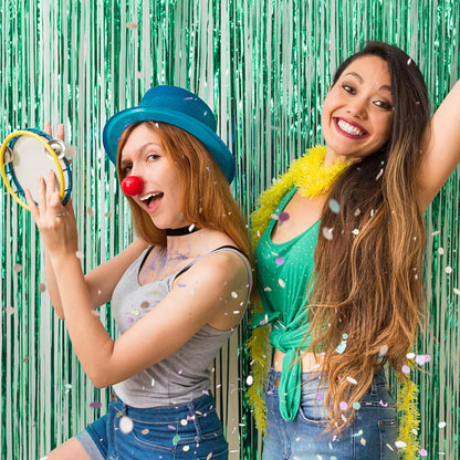 20 Pack Green Metallic Tinsel Foil Fringe Curtains - Perfect Backdrop for Parties & Celebrations
