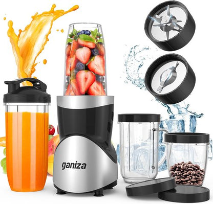 Ganiza Smoothie Blender - 900W Personal Blender with 15-Piece Combo & 4 BPA-Free Cups | Perfect for Shakes & Smoothies